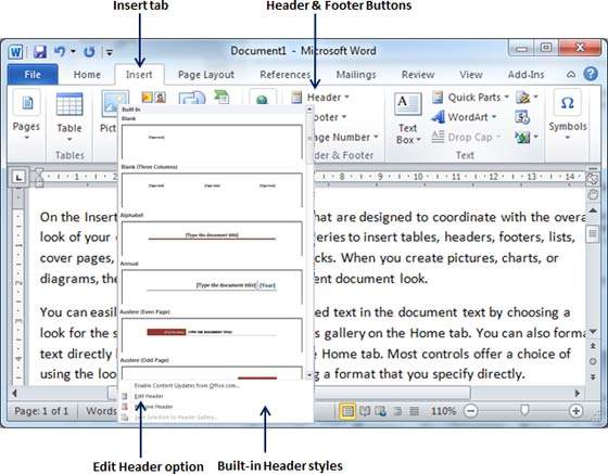 add header to ms word on mac