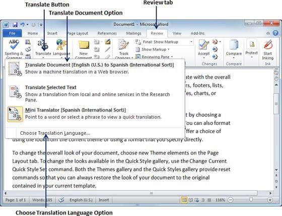 how to translate a document from english to spanish in microsoft word