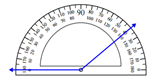 Measuring an angle with the protractor Worksheets Online Quiz 1.9