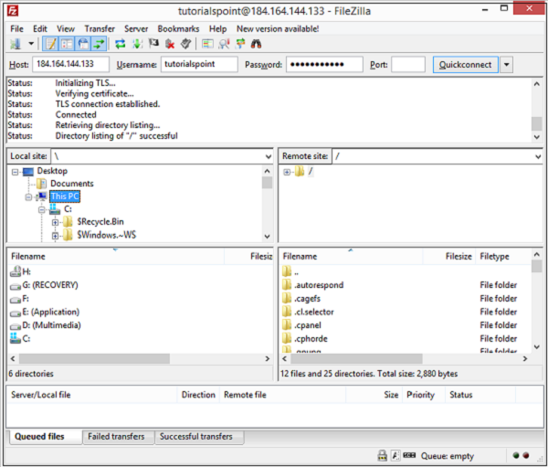 how to use filezilla client to push files to your server