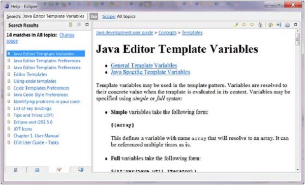 Java Editor Template Variables