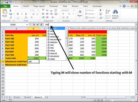 Explain Different Types Of Functions In Ms Excel 5363