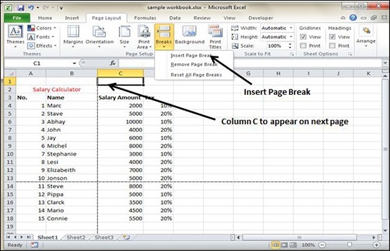insert-page-break-in-excel-2010-tutorialspoint