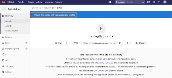 GitLab Create Project