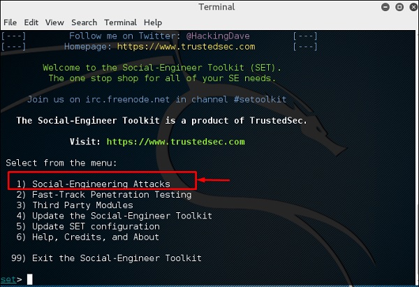 kali social engineering toolkit phishing page