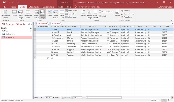 sample microsoft access database to download