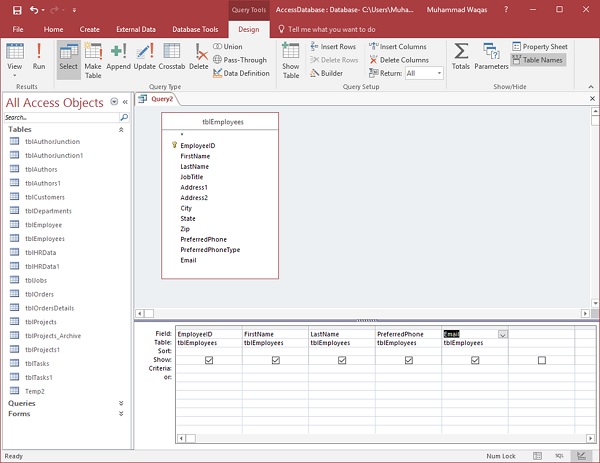 Ms Access - Sql View