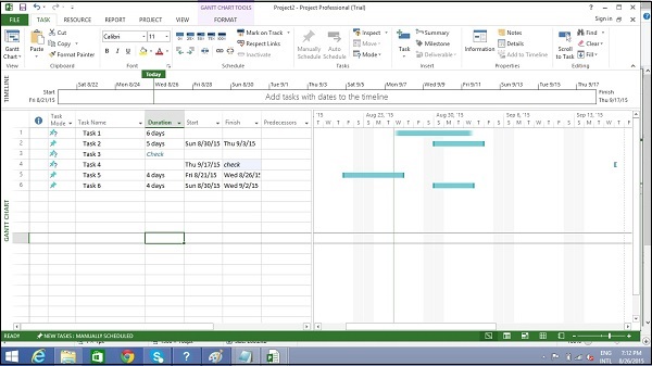 how to view gantt chart in ms project