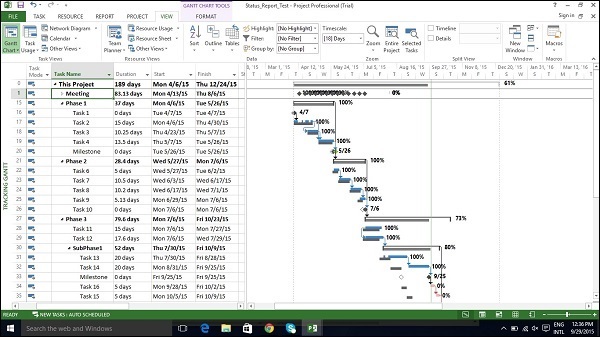 how to view gantt chart in ms project