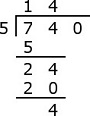 Multiply 5 x 4
