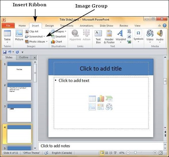 how to insert a photo album in powerpoint presentation 2010