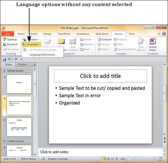 how to change the language in powerpoint
