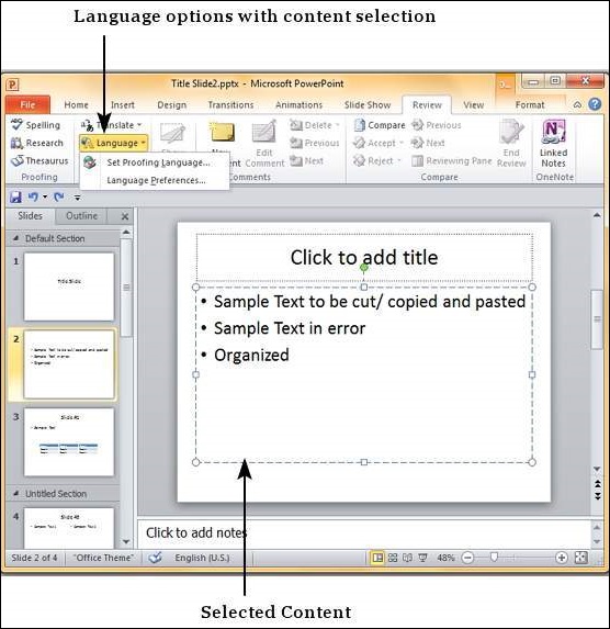 how to change the language in powerpoint