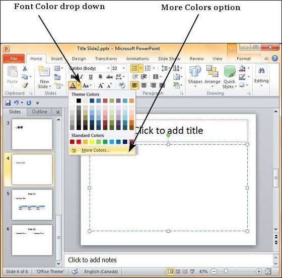 Change Text Color in Powerpoint 2010