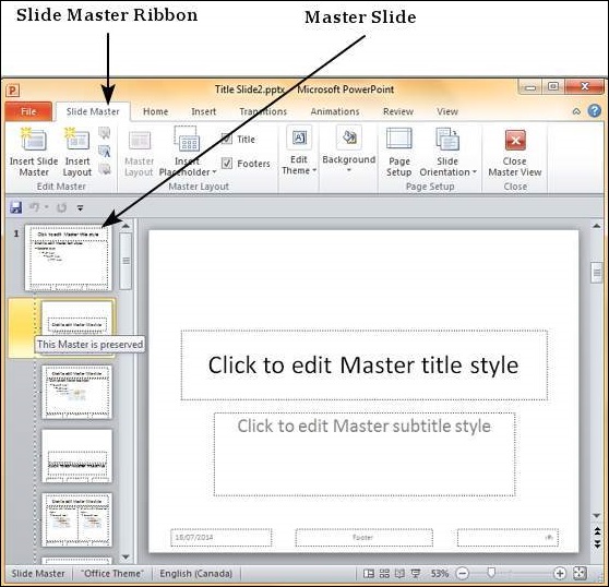 powerpoint change master slide for one slide