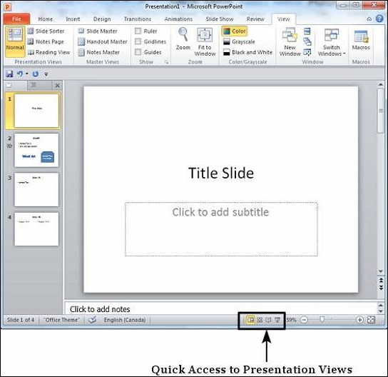 presentation view in ms powerpoint