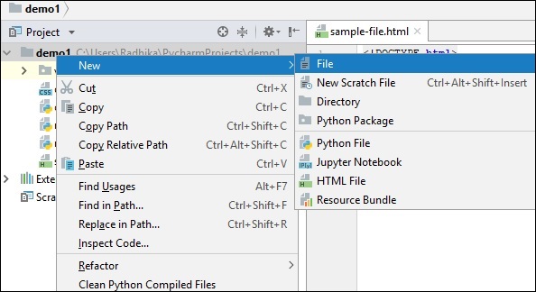 pycharm windows search for file