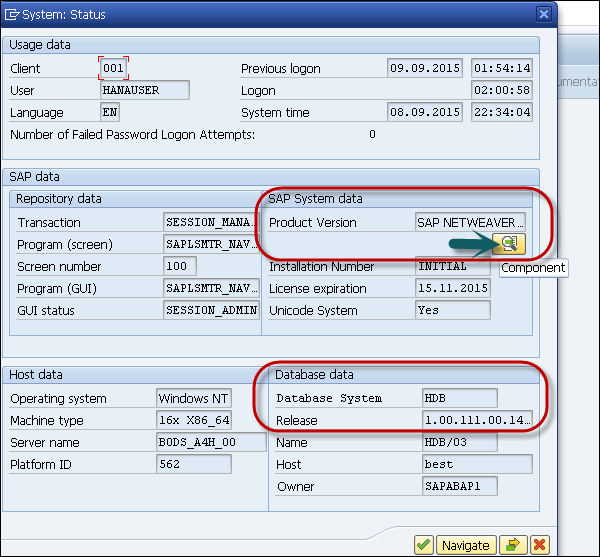 SAP BW on HANA - BW Database Version
