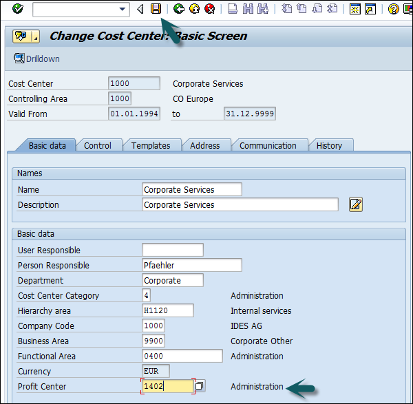 gl and cost center assignment in sap