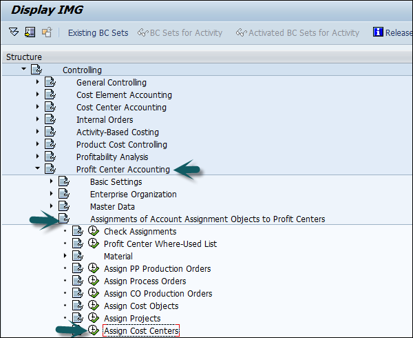 please assign account assignment object to a profit center