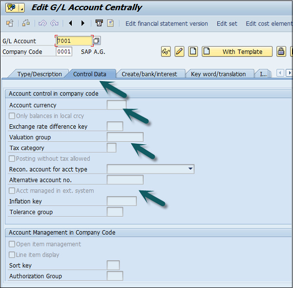 sap cost center assignment to gl account