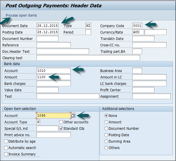activate partial payment tab in fb05 sap used for