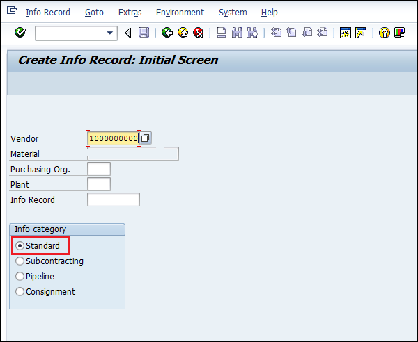 SAP Info Record vendor name