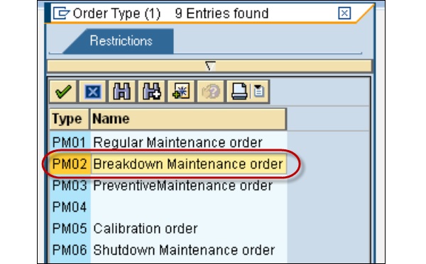 assign status profile to pm order type