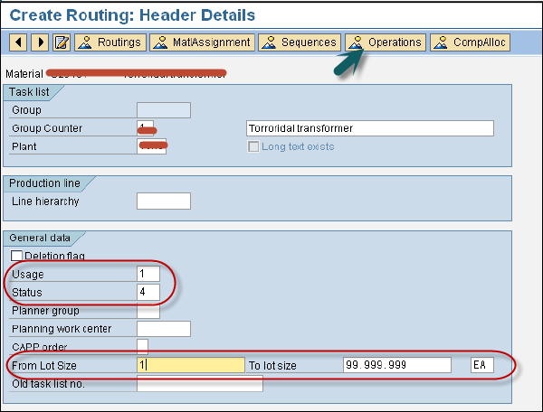 sap routing component assignment table