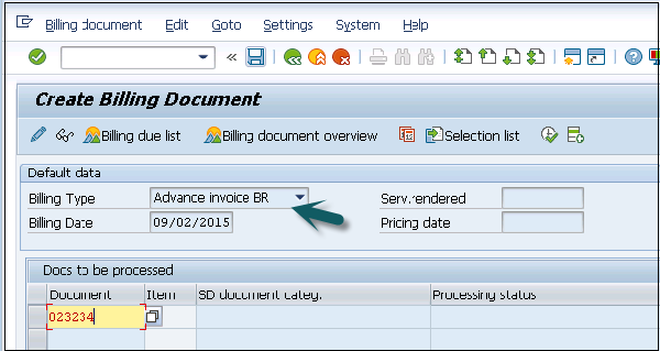 sap billing document assignment field