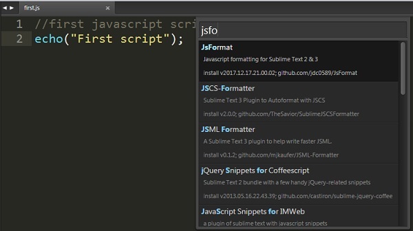 set up javascript for sublime text 3 windows 10