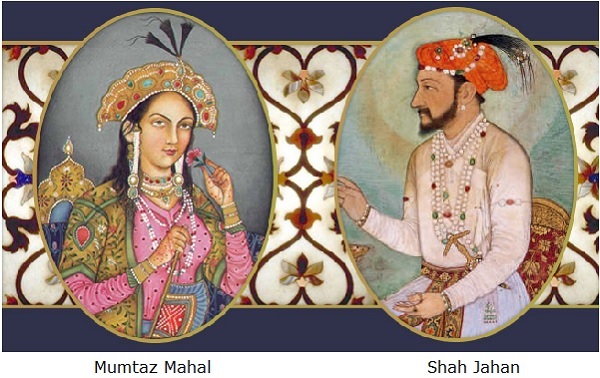 shah jahan and mumtaz mahal with taj mahal