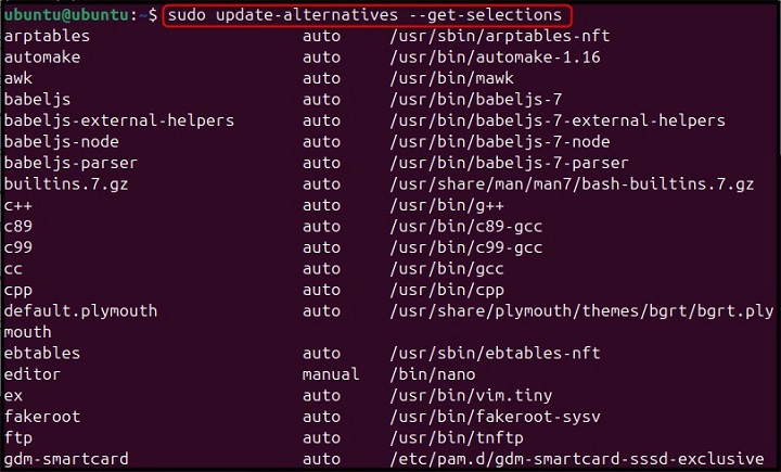 alternatives Command Linux 10