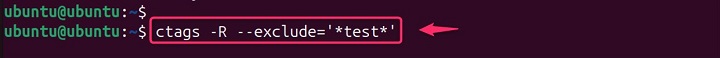 Excluding test files from tags 1