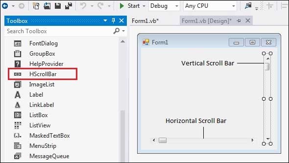 Vb Net Scrollbar Control Tutorialspoint